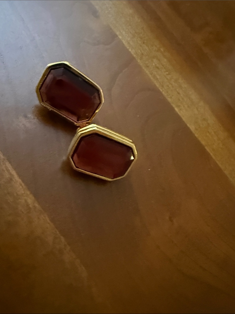 Joan Rivers Gold-Tone clip on Octagon Stud Earrings with Deep Red Stones